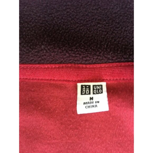 Uniqlo Women Fleece Jacket Sweater 1/4 Zip Size M Burgundy Lightweight Pullover - Picture 5 of 8